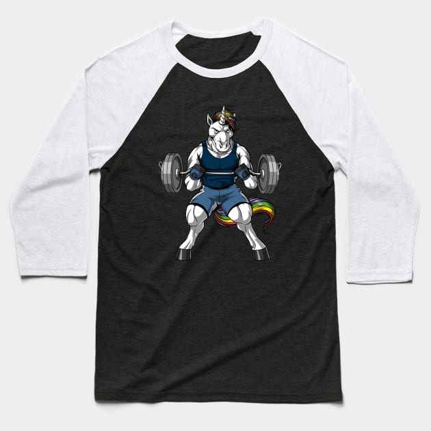 Unicorn Fitness Baseball T-Shirt by underheaven